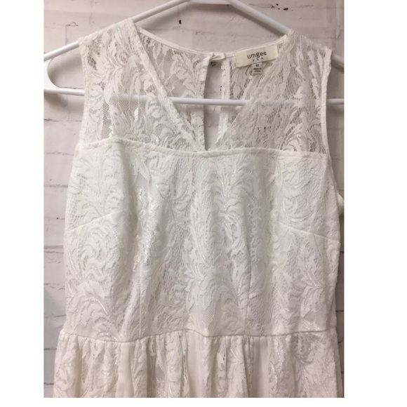 Umgee USA Size M White Lace Sleeveless Mini Dress - Picture 2 of 8